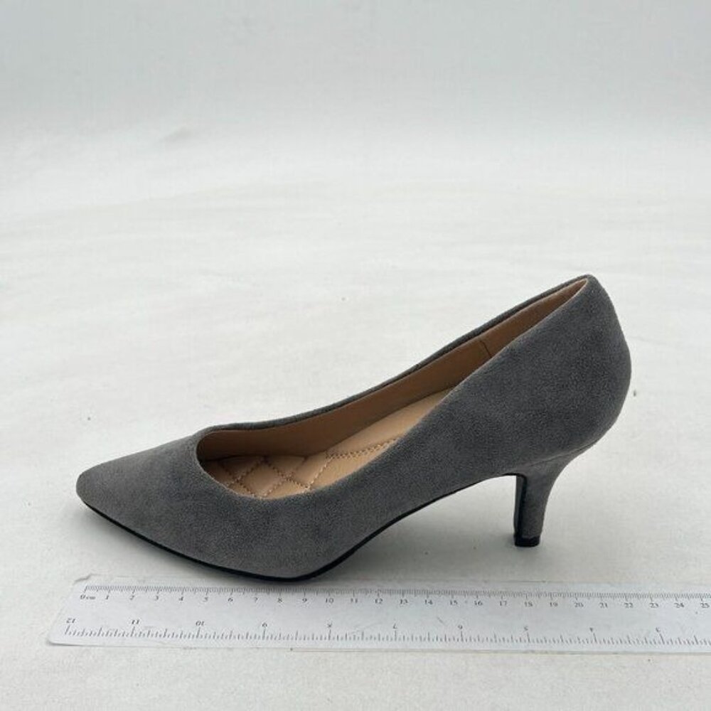 ILLUDE Grey Classic Pointed Toe Pumps – Comfortable Low Stiletto Heel Pump Shoes